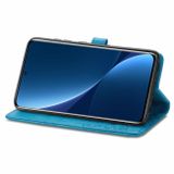 Peňaženkové kožené puzdro Mandala na Xiaomi 12 Pro - Modrá