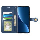 Peňaženkové kožené puzdro Solid na Xiaomi 12 Pro - Modrá