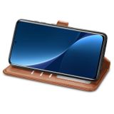 Peňaženkové kožené puzdro Solid na Xiaomi 12 Pro - Hnedá