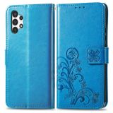 Peňaženkové kožené puzdro FOUR-LEAF na Samsung Galaxy A13 - Modrá