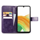 Peňaženkové kožené puzdro FOUR-LEAF na Samsung Galaxy A13 - Fialová