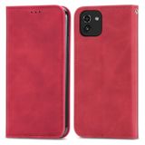 Peňaženkové kožené puzdro RETRO SKIN na Samsung Galaxy A03 – Červená