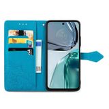 Peňaženkové kožené puzdro MANDALA na Motorola Moto G42 - Modrá