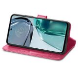 Peňaženkové kožené puzdro FOUR-LEAF na Motorola Moto G62 5G – Ružovočervená