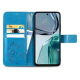 Peňaženkové kožené puzdro FOUR-LEAF na Motorola Moto G62 5G – Modrá