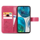 Peňaženkové kožené puzdro FOUR-LEAF na Motorola Moto G42 - Ružovočervená