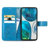 Peňaženkové kožené puzdro FOUR-LEAF na Motorola Moto G42 - Modrá