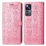 Peňaženkové kožené puzdro CAT AND DOG na Xiaomi 12T / 12T Pro – Ružová