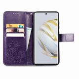 Peňaženkové kožené puzdro FOUR-LEAF na Huawei Nova 10 – Fialová