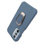 Kožený kryt Ring Holder na Motorola Edge 30 Pro - Modrá