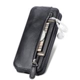 Peňaženkové kožené puzdro Zipper Flip na Honor 70 - Čierna
