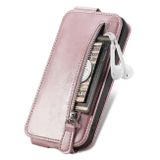 Peňaženkové kožené puzdro Zipper Flip na Honor 70 - Ružové zlato