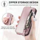 Peňaženkové kožené puzdro Zipper Flip na Honor 70 - Ružové zlato
