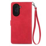 Peňaženkové kožené puzdro EMBOSSED na Huawei Nova 10 – Červená