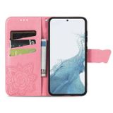 Peňaženkové kožené puzdro BUTTERFLY LOVE na Samsung Galaxy S23 5G – Ružová