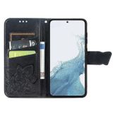 Peňaženkové kožené puzdro BUTTERFLY LOVE na Samsung Galaxy S23 5G – Čierna