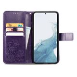 Peňaženkové kožené puzdro FOUR-LEAF na Samsung Galaxy S23 5G – Fialová