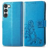 Peňaženkové kožené puzdro FOUR-LEAF na Samsung Galaxy S23 5G – Modrá