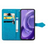 Peňaženkové kožené puzdro Mandala na Motorola Edge 30 Neo - Modrá