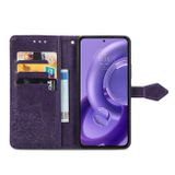 Peňaženkové kožené puzdro Mandala na Motorola Edge 30 Neo - Fialová
