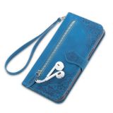 Peňaženkové kožené puzdro Flower na Honor X8 5G/X6 - Modrá