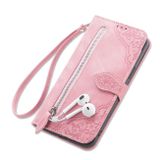 Peňaženkové kožené puzdro Flower na Honor X8 5G/X6 - Ružovo zlatá