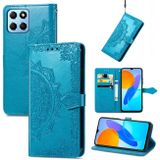 Peňaženkové kožené puzdro Mandala Flower na Honor X8 5G/X6 - Modrá