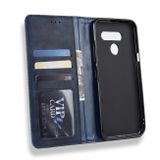 Peňaženkové kožené puzdro na LG Q60 - Modrá