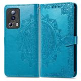 Peňaženkové kožené puzdro Mandala Flower na Xiaomi 13 Lite - Modrá