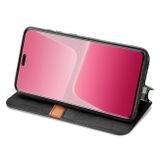 Peňaženkové kožené puzdro CUBIC GRID na Xiaomi 13 Lite - Čierna