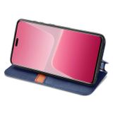 Peňaženkové kožené puzdro CUBIC GRID na Xiaomi 13 Lite - Modrá