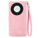 Peňaženkové kožené puzdro Flower Zipper na Honor Magic5 Lite - Ružová