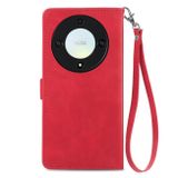 Peňaženkové kožené puzdro Flower Zipper na Honor Magic5 Lite - Červená