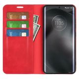 Peňaženkové kožené puzdro Retro na Motorola Edge 30 Neo - Červená