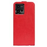 Peňaženkové kožené puzdro R64 Texture na Motorola Moto G72 - Červená