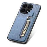 Kožený kryt Carbon Zipper na Honor X8a - Modrá