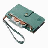 Peňaženkové kožené puzdro Love na iPhone 15 Pro - Zelená