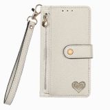 Peňaženkové kožené puzdro Love na iPhone 15 Pro - Šedá
