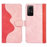 Peňaženkové kožené puzdro Stitching na Xiaomi Redmi Note 12S - Červená