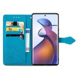 Peňaženkové kožené puzdro Mandala na Motorola Edge 30 Fusion - Modrá