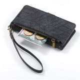 Peňaženkové kožené puzdro Geometric na iPhone 15 - Čierna