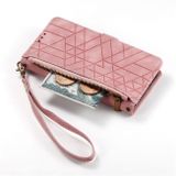 Peňaženkové kožené puzdro Geometric na iPhone 15 - Ružová