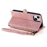 Peňaženkové kožené puzdro Geometric na iPhone 15 Plus - Ružová