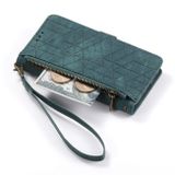 Peňaženkové kožené puzdro Geometric na iPhone 15 Plus - Zelená