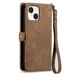 Peňaženkové kožené puzdro ZIPPER na iPhone 15 Pro Max - Hnedá