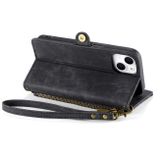 Peňaženkové kožené puzdro ZIPPER na iPhone 15 Pro Max - Čierna