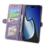 Peňaženkové kožené puzdro ZIPPER na iPhone 15 Pro Max - Fialová