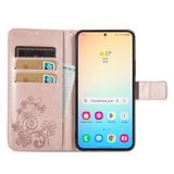 Peňaženkové kožené puzdro Four-leaf na Samsung Galaxy S24 5G - Ružové zlato