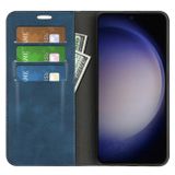 Peňaženkové kožené puzdro Retro-Skin na Samsung Galaxy S24 5G - Tmavo modrá