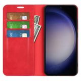 Peňaženkové kožené puzdro Retro-Skin na Samsung Galaxy S24 5G - Červená